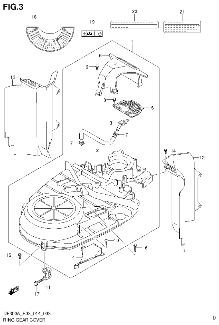 Suzuki DF250AP RING GEAR COVER parts diagram
